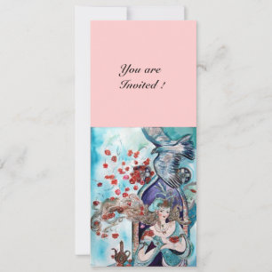 Invitación CUENTO DE HADAS TURCO ,rojo brillante azul blanco 