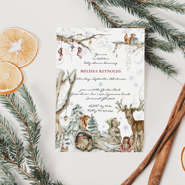 Invitación Cuento | Fiesta de bebé en el bosque invernal (Subido por el creador)