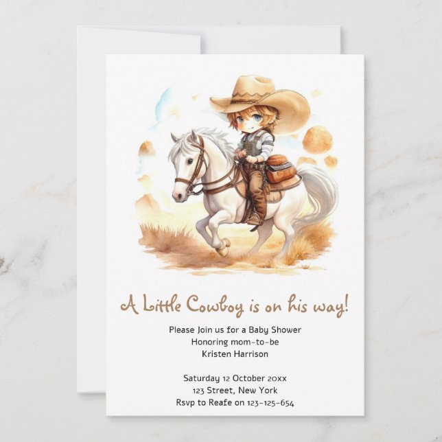 Invitación Cuentos de Cowboy: Rustic Wild West Baby Shower (Anverso)