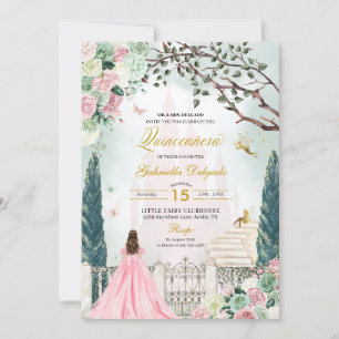 Invitación Cuentos de hadas de oro rosa Jardín encantado Quin