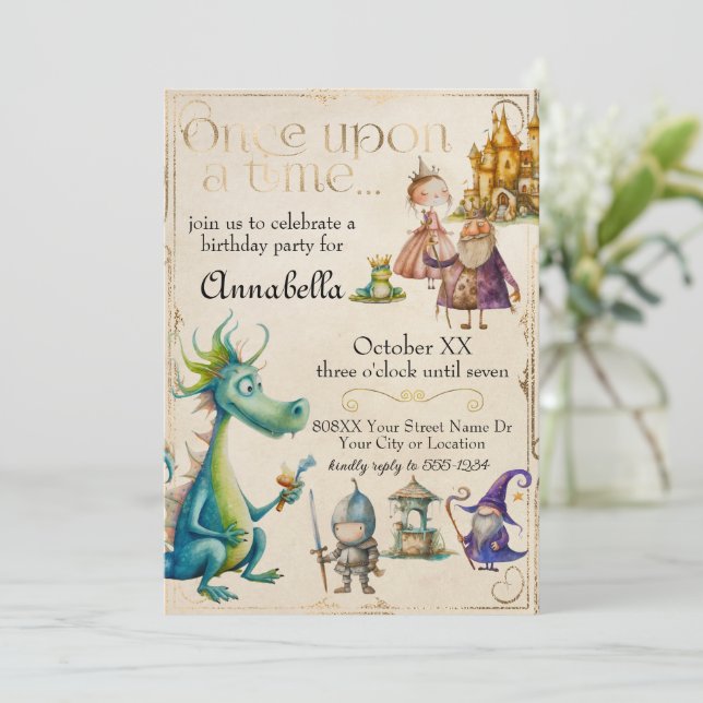 Invitación Cuentos de Hadas Infantiles Vintage (Anverso de pie)