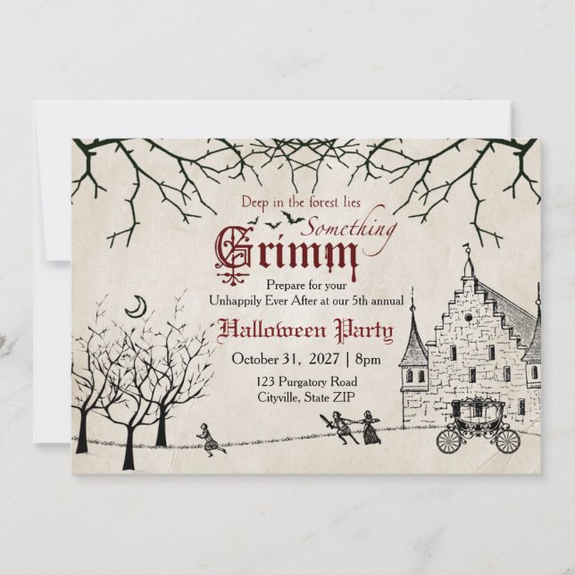 Invitación Cuentos temerosos cuentos de hadas oscuras cuentos (Anverso)