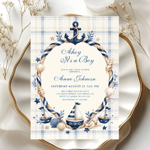 Invitación Cuerda de Ancla de Barco de Vela Náutico Azul Mari