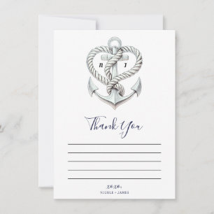 Invitación Cuerda de Ancla de Corazón Náutico Costero Gracias