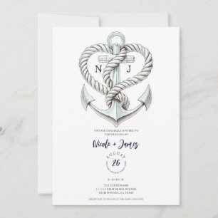 Invitación Cuerda de corazón náutico Ancla Boda costera