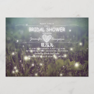 Invitación cuerda de luces luciérnagas ducha de novia rústica