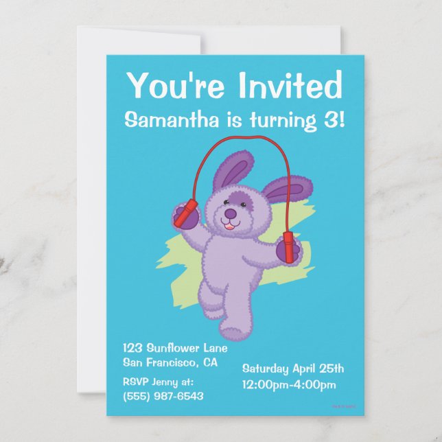 Invitación Cuerda que salta del perrito de la soda de la uva (Anverso)