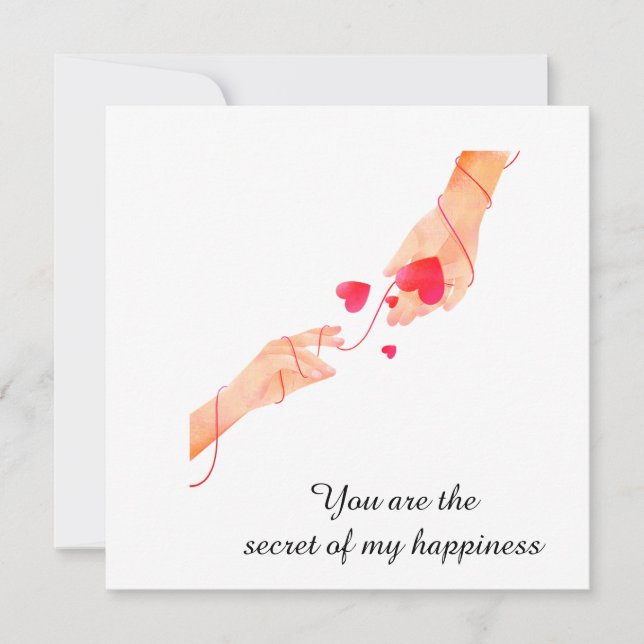 Invitación "Cuerda Roja Romántica del Destino Manos y Corazon (Anverso)