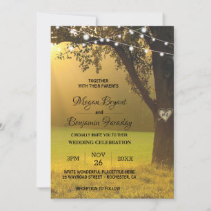 Invitación Cuerdas De Luces Boda Vintage De Árbol De Caída Rú