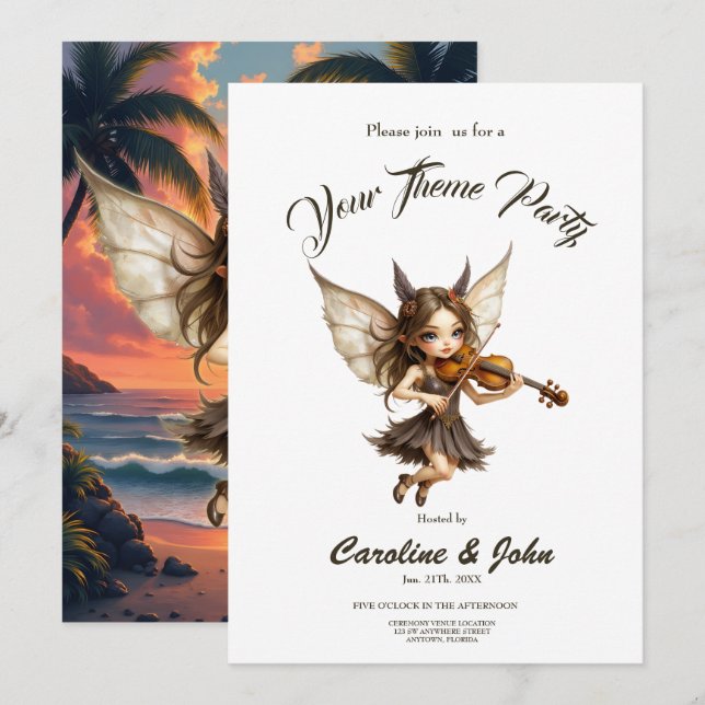 Invitación Cuerdas Susurrantes de la Hada del Atardecer. (Anverso / Reverso)