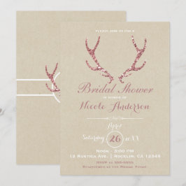 Invitación Cuerno de Antílope con Brillo Rosa Baño Nupcial Rú