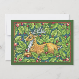 Invitación Cuerno de Reno de Navidad en el Bosque con Acebo