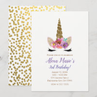 Cuerno de Unicornio Floral Confeti Dorado Fiesta d