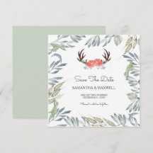 Cuerno de venado y verde Save The Date, Flor de me