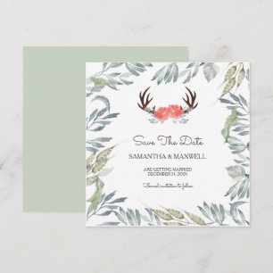 Invitación Cuerno de venado y verde Save The Date, Flor de me