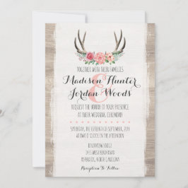 Invitación Cuerno Floral Rústico Boda Personalizado Formal