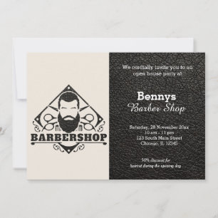Invitación Cuero de Barbería abierto día