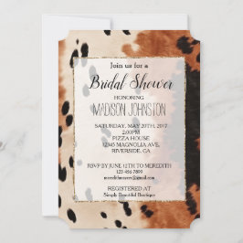 Invitación Cuero de Vaca Marrón Negro Crema