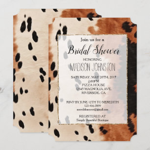 Invitación Cuero de vaca marrón negro crema