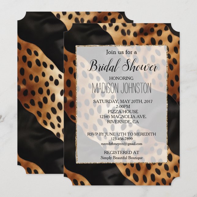 Invitación Cuero de vaca occidental marrón negro chic (Anverso / Reverso)