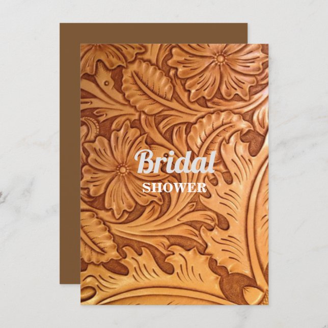 Invitación cuero de vaca rústico occidente (Anverso / Reverso)