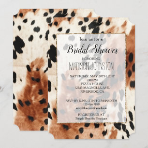 Invitación Cuero de Vaquera Occidental Marrón Crema Animal