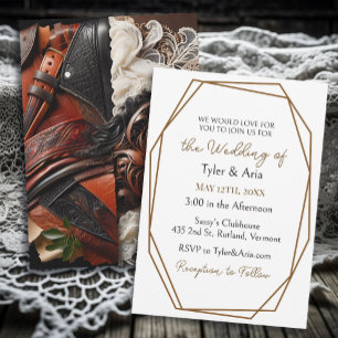 Invitación Cuero, encaje, matrimonio de caballos