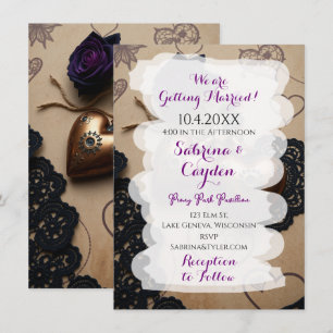 Invitación Cuero, encaje y Rosas Boda gótico Steampunk
