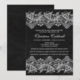 Invitación Cuero negro y luce ducha de novia