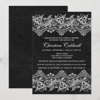 Invitación Cuero negro y luce ducha de novia