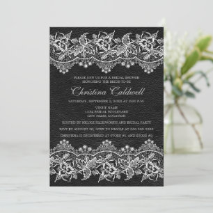 Invitación Cuero negro y luce ducha de novia