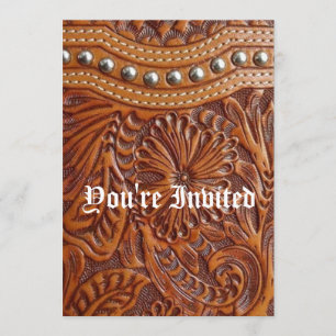 Invitación cuero tachonado modelo del país occidental del