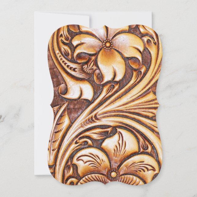 Invitación Cuero trabajado occidental vintage de vaquero (Anverso)