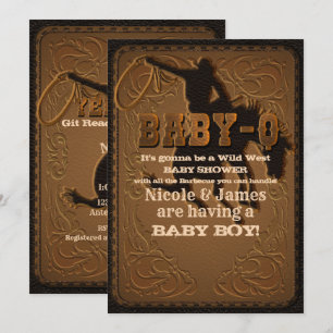 Invitación Cuero Western Salvaje Oeste Vaquero BABY-Q DUCHA B