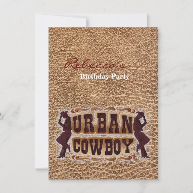 Invitación Cueros de cuero natural de occidente Cowboy urbano (Anverso)