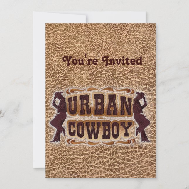 Invitación Cueros de cuero natural de occidente Cowboy urbano (Anverso)