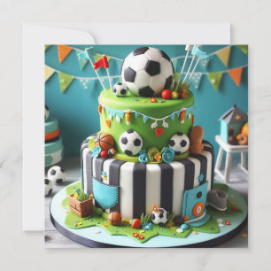 INVITACIÓN CUERPO DE CUMPLEAÑOS TEMÁTICO DEPORTIVO FÚTBOL