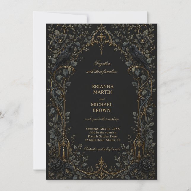 Invitación Cuervo gótico oscuro (Anverso)