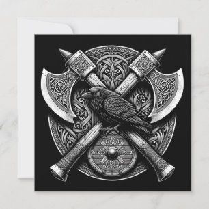 Invitación Cuervo y Hachas – Arte de muro de escudo de guerre