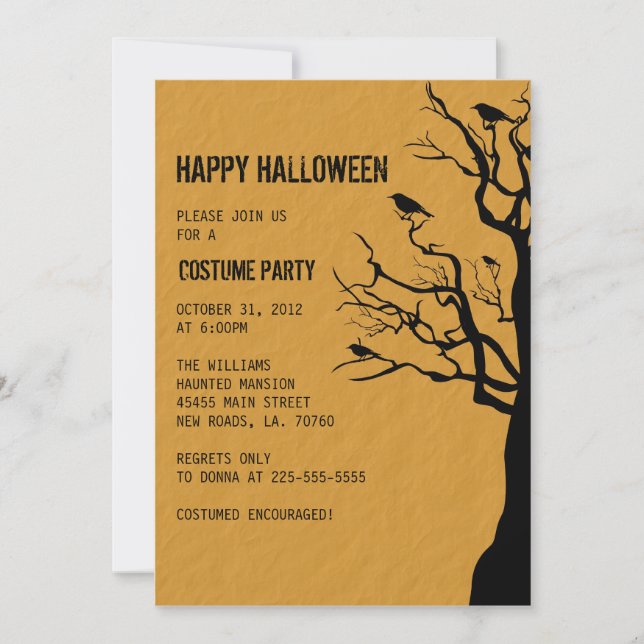 Invitación Cuervos del fiesta el | de Halloween (Anverso)