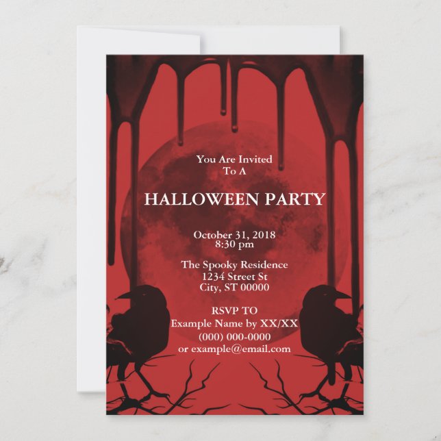 Invitación Cuervos y luna llena (Anverso)