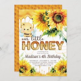 Invitación Cuesta de girasol de cumpleaños de Honey Bee