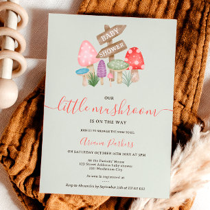 Invitación Cuesta otoño hadas de hadas de madera hongos bebé
