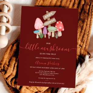 Invitación Cuesta otoño hadas de hadas de madera hongos bebé 