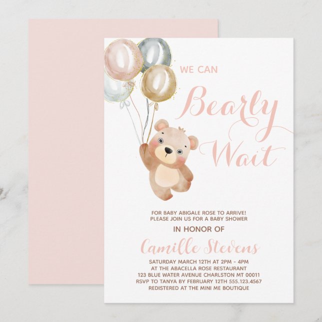 Invitación Cuesta que podemos esperar al Chica de Baby Shower (Anverso / Reverso)