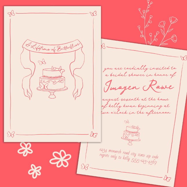 Invitación Cuestión de la mariposa caprichosa de mano Ducha d (a lifetime of butterflies bridal shower)