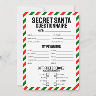 Invitación Cuestionario secreto de regalo de Santa Claus