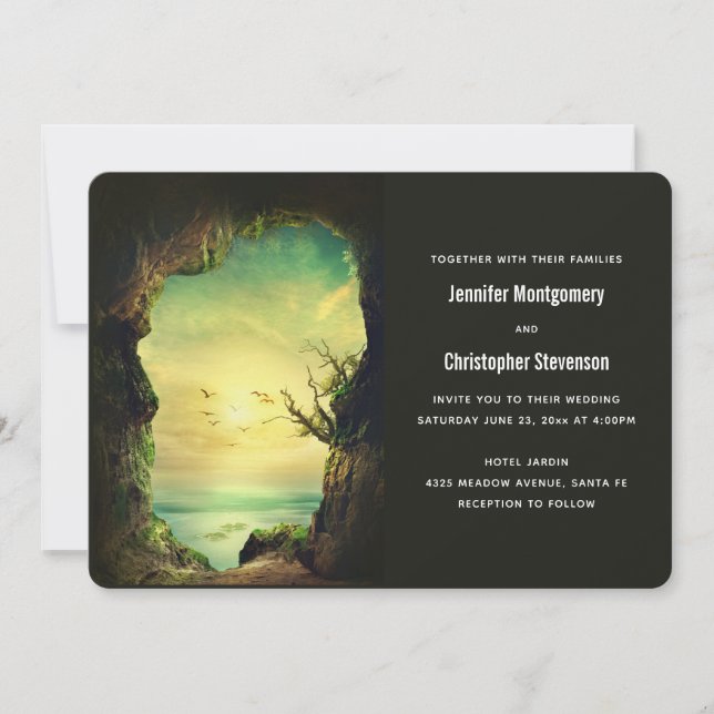 Invitación Cueva con vistas al Boda Natural Escénico del Mar (Anverso)