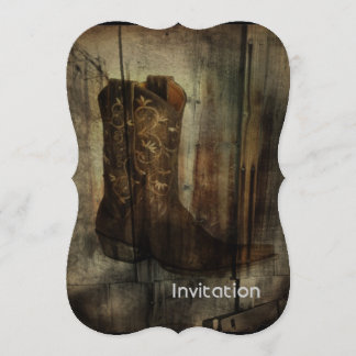 Invitación Cueva de hombre angustiado bota de vaquero occiden