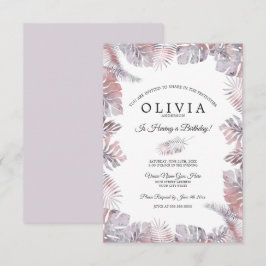 Invitación Cuevas tropicales acuarela Cumpleaños Rosa Mauve